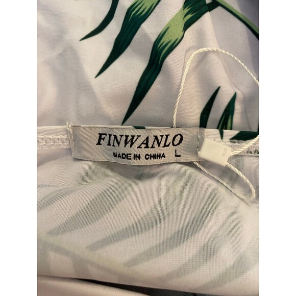 Finwanlo Modest Swimsuit Top Size Large Tropical Design Pink Green Adj. Straps - Picture 6 of 9